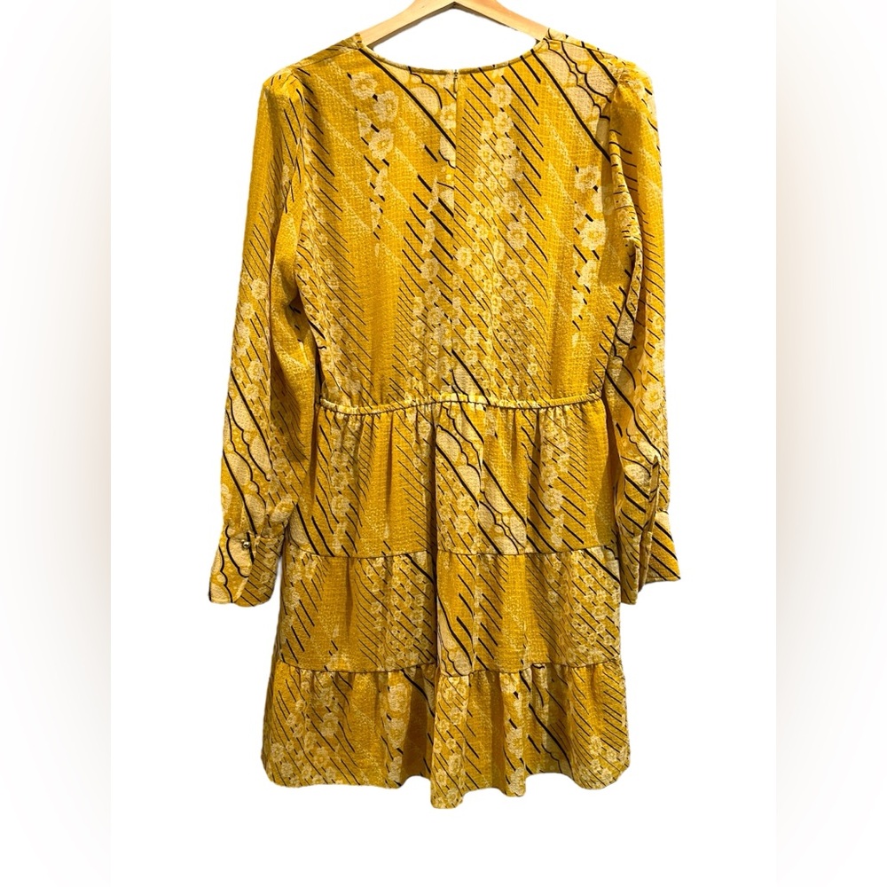 ba&sh Ophe Floral Long Sleeve Crew Neck Tiered Mini Dress, Size L - Picture 3 of 6